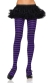 Tights Striped Black Purple